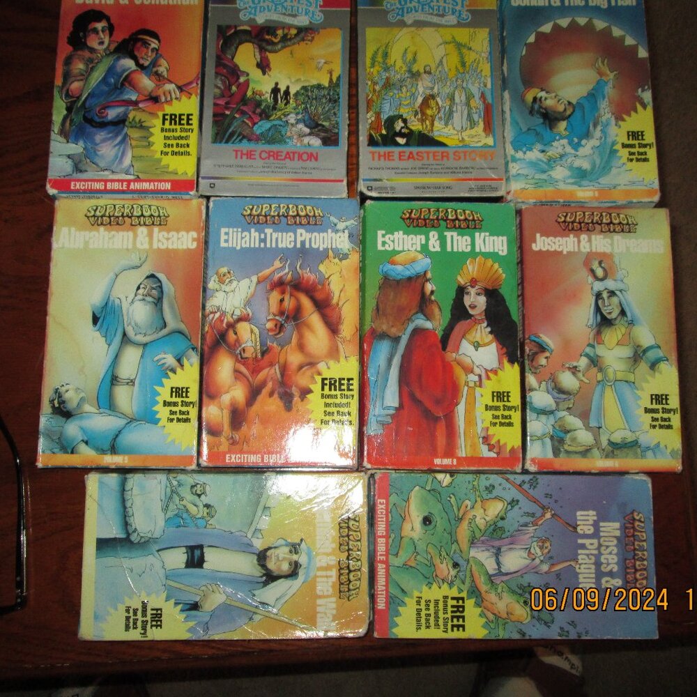 VHS TAPES BIBLE STORIES 10 TAPES/$10